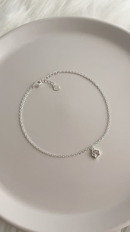 Tobillera Dije Huella 25cm Ajustable - Plata 925