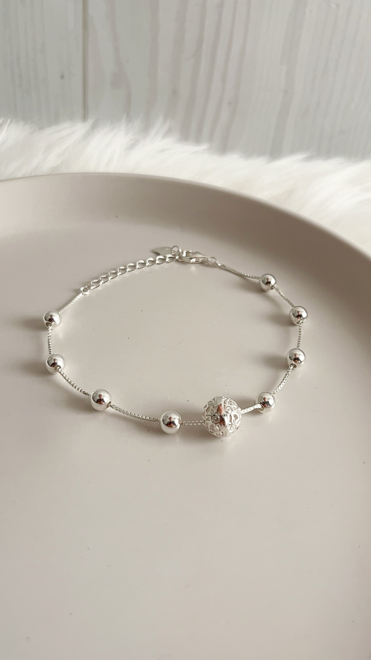 Pulsera Bolas - 20cm Ajustable - Plata 925