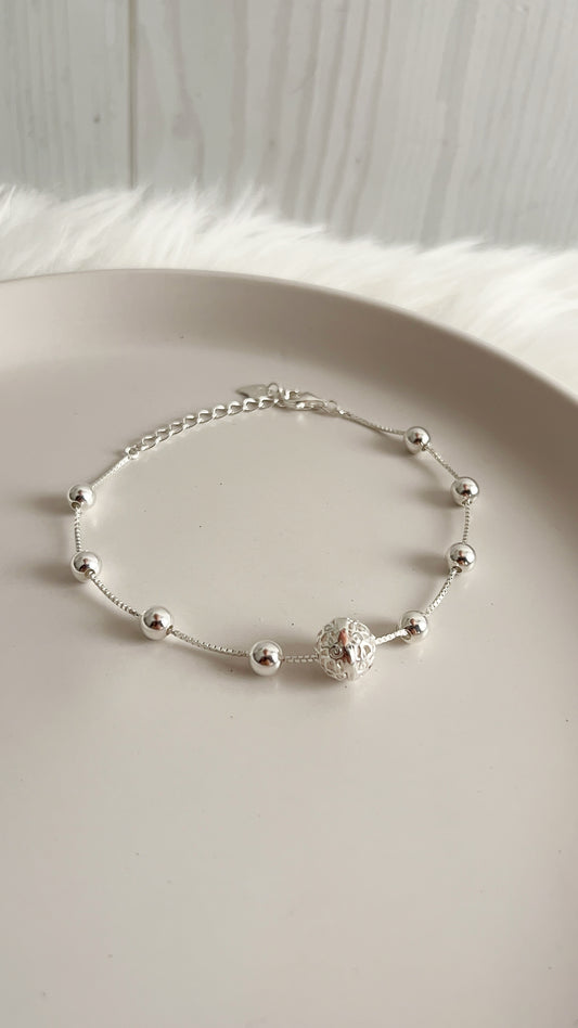 Pulsera Bolas - 20cm Ajustable - Plata 925