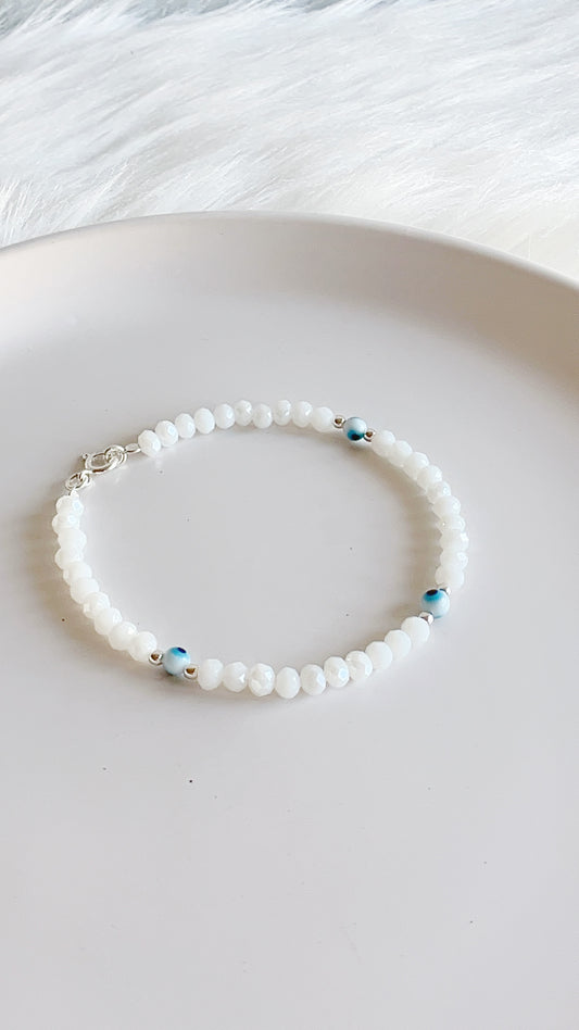 Pulsera Cristales, Ojos y Balines 18cm - Plata 925