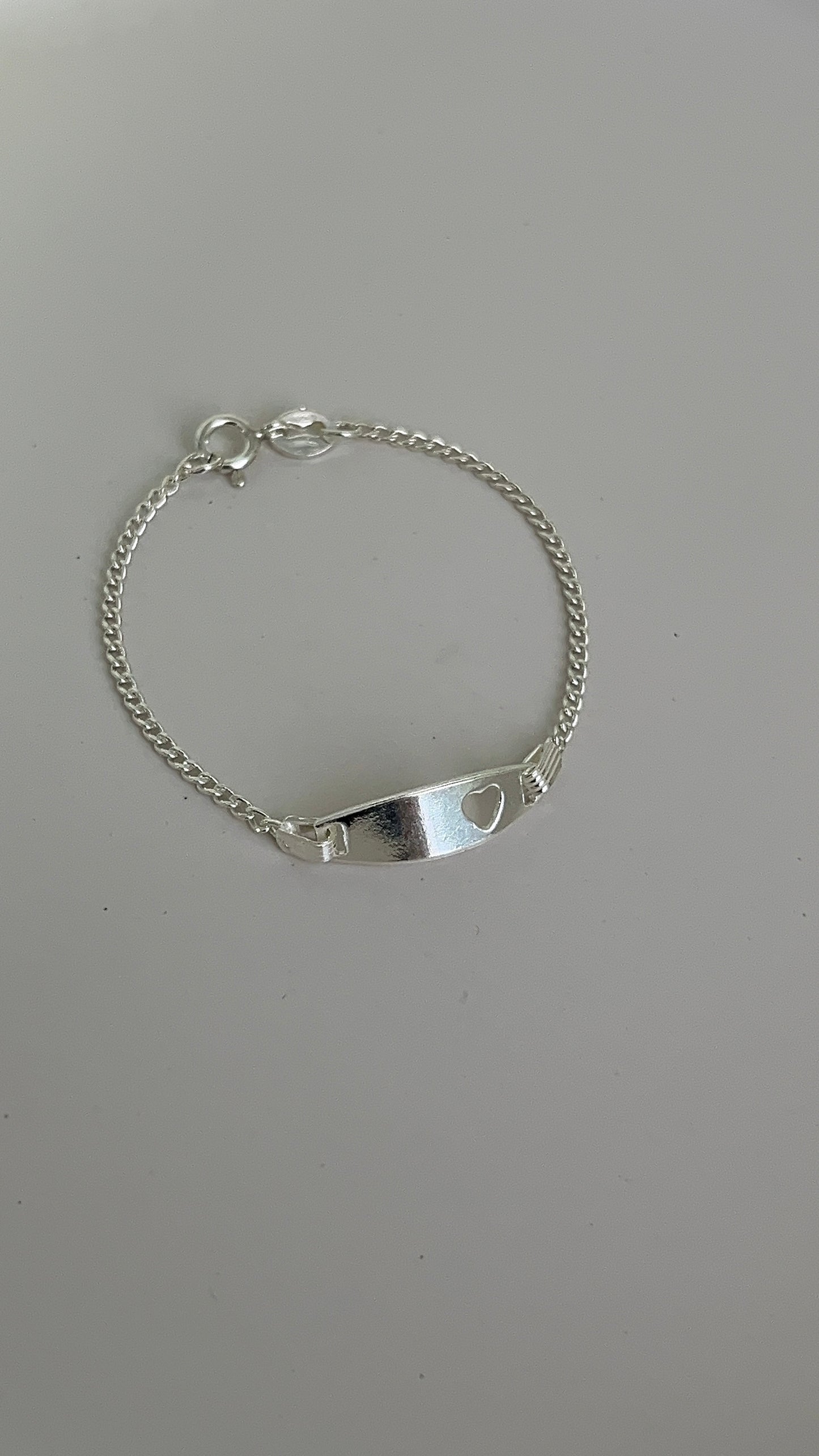 Esclava Placa Ovalada Corazón 13cm Plata 925