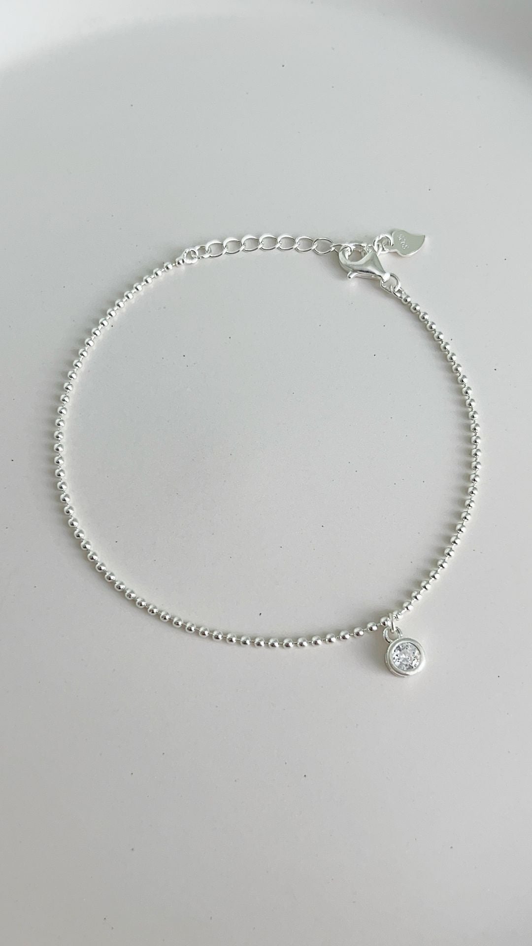 Tobillera Bolitas y Puntos de Luz 25cm Ajustable - Plata 925