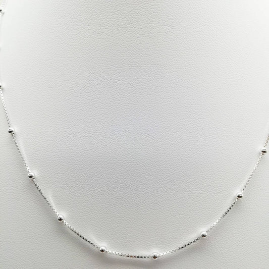 Cadena Tejido Veneciana Bolitas 2.5mm 40cm - Plata 925