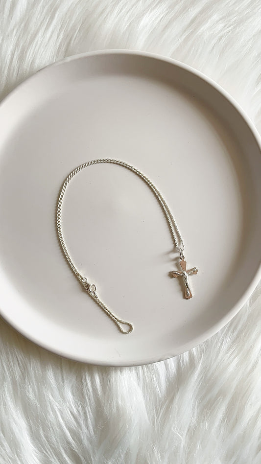 Cadena Cordón San Francisco 45cm con Cristo 2,4cm- Plata 925