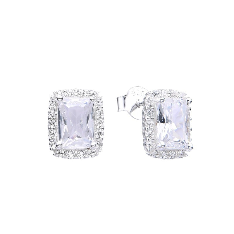Zarcillos de Cristales Cudrados 1cm plata 925