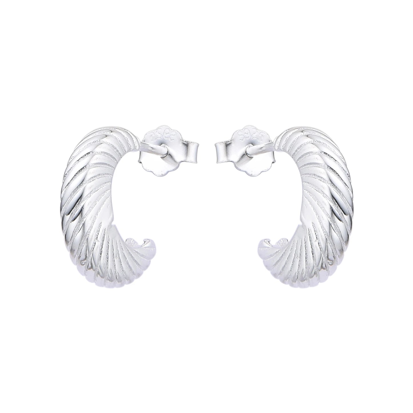 Zarcillos Media Argollas Forma Luna Plata 925