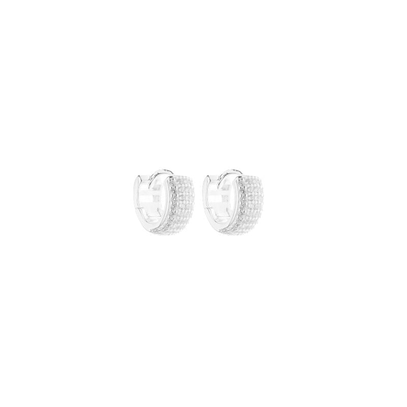 Argollas Anchas Cristalitos 1cm - Plata 925