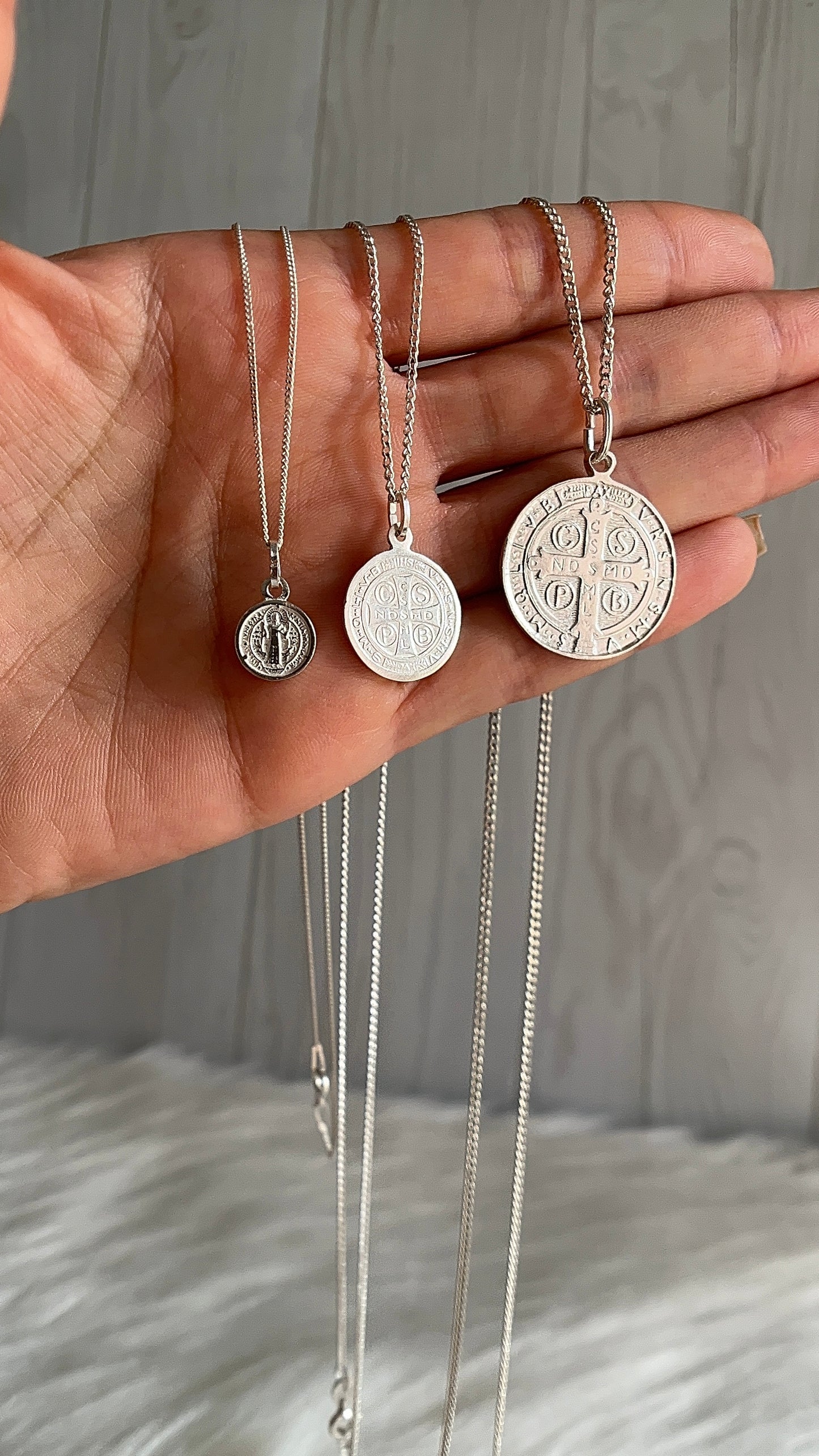 Cadena 40cm, 50cm y 60cm con San Benito - Plata 925