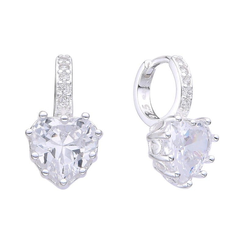Argollas Cristales con Corazón 0,9cm Plata 925