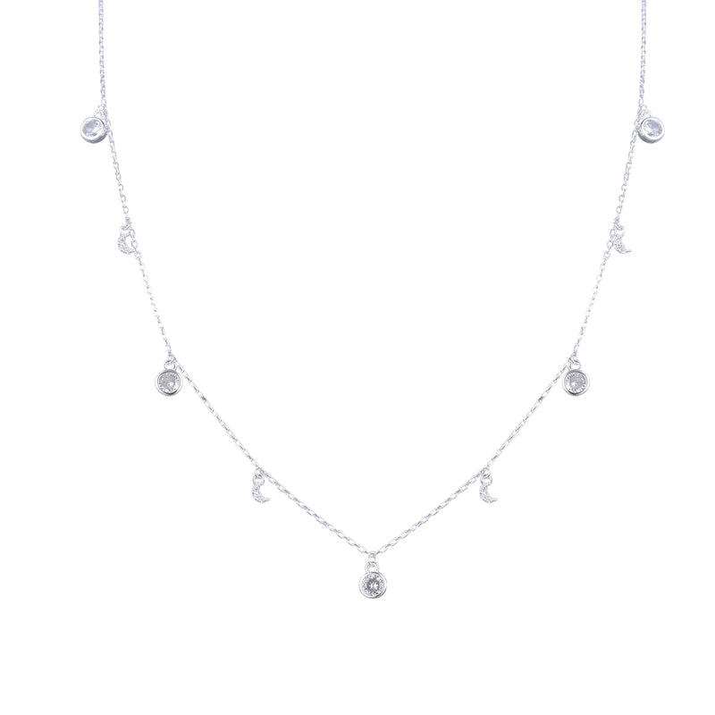 Choker Dijes Lunas y Punto de Luz Plata 925