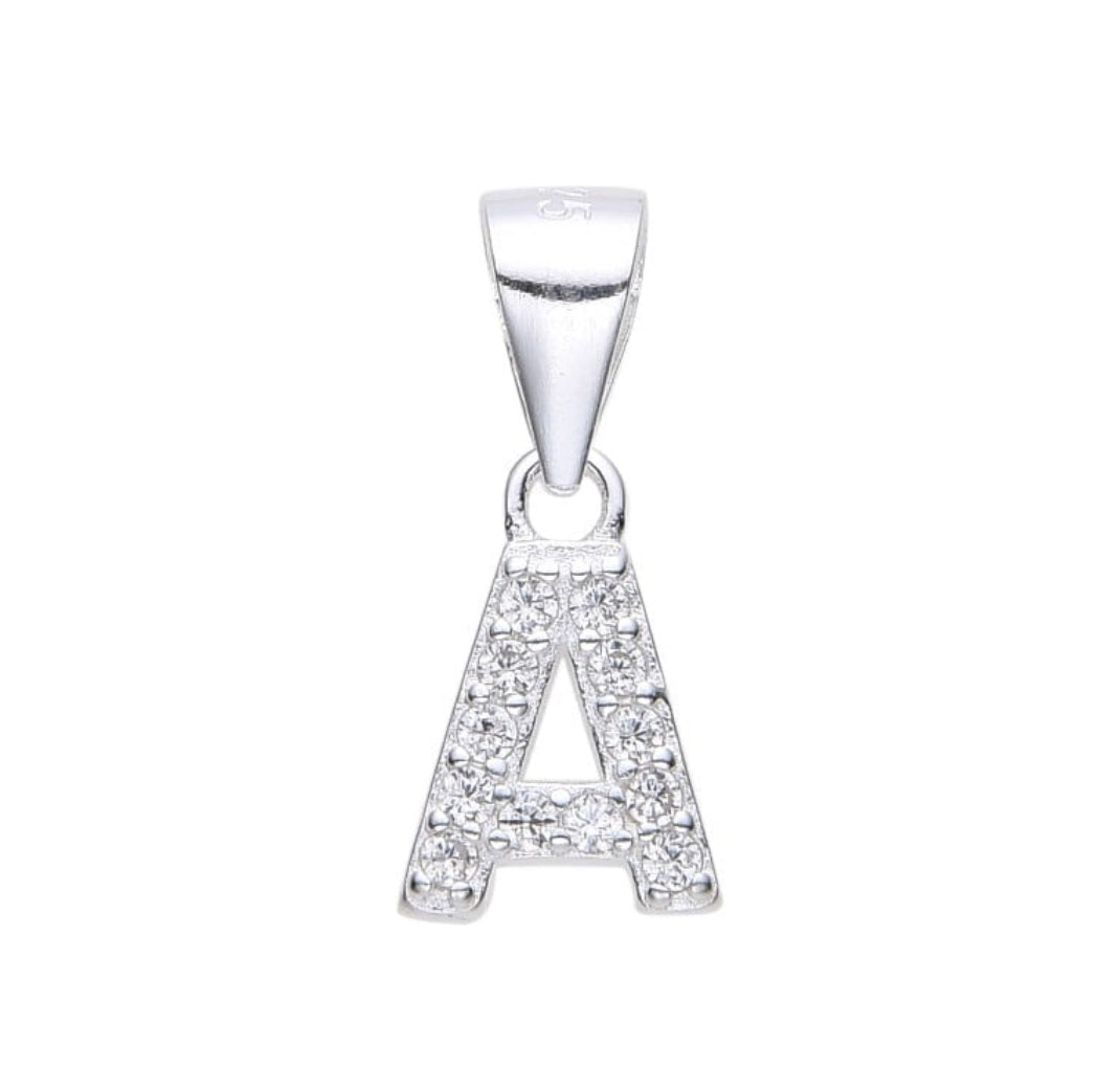 Dije letras con cristales 1cm Plata 925