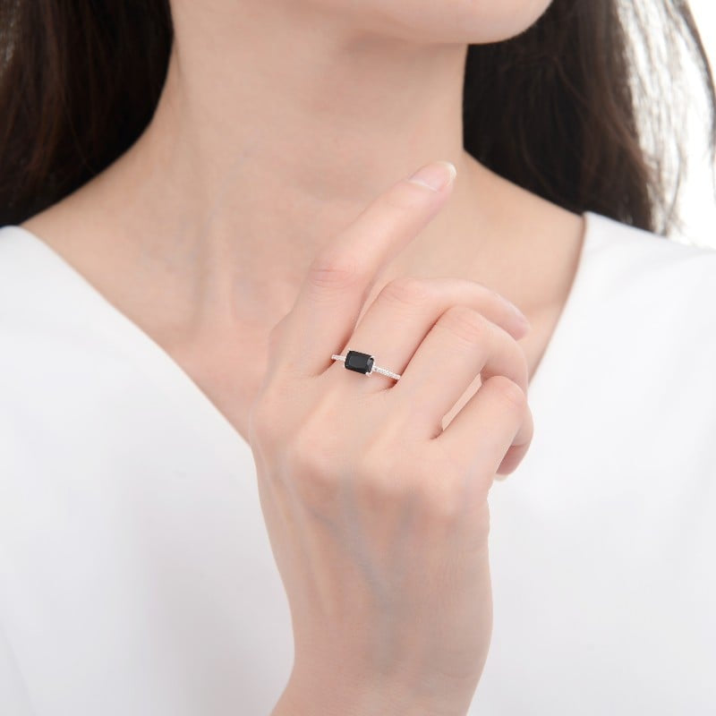 Anillo Piedra Negra Plata 925