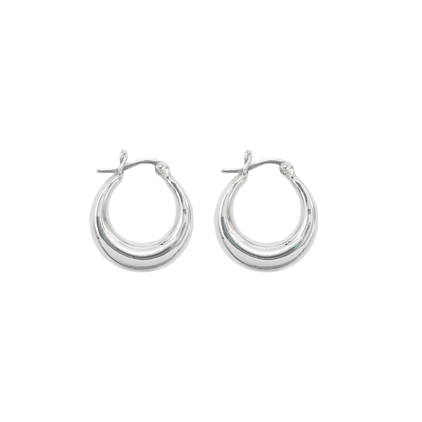 Argollas Lisas Gruesa Cierre Italiano 1,2cm Plata 925