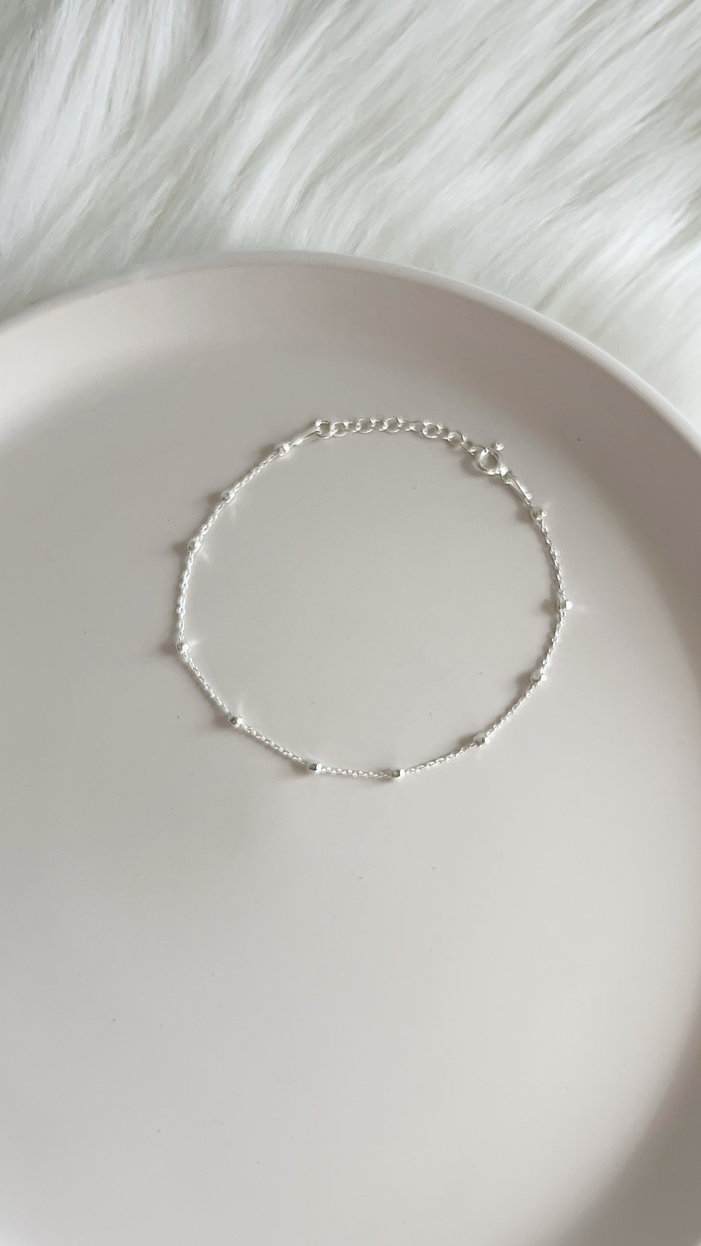 Pulsera Tejido Forzatina con Bolitas Diamantadas 2.5mm 1x1 15mm - 20cm - Plata 925