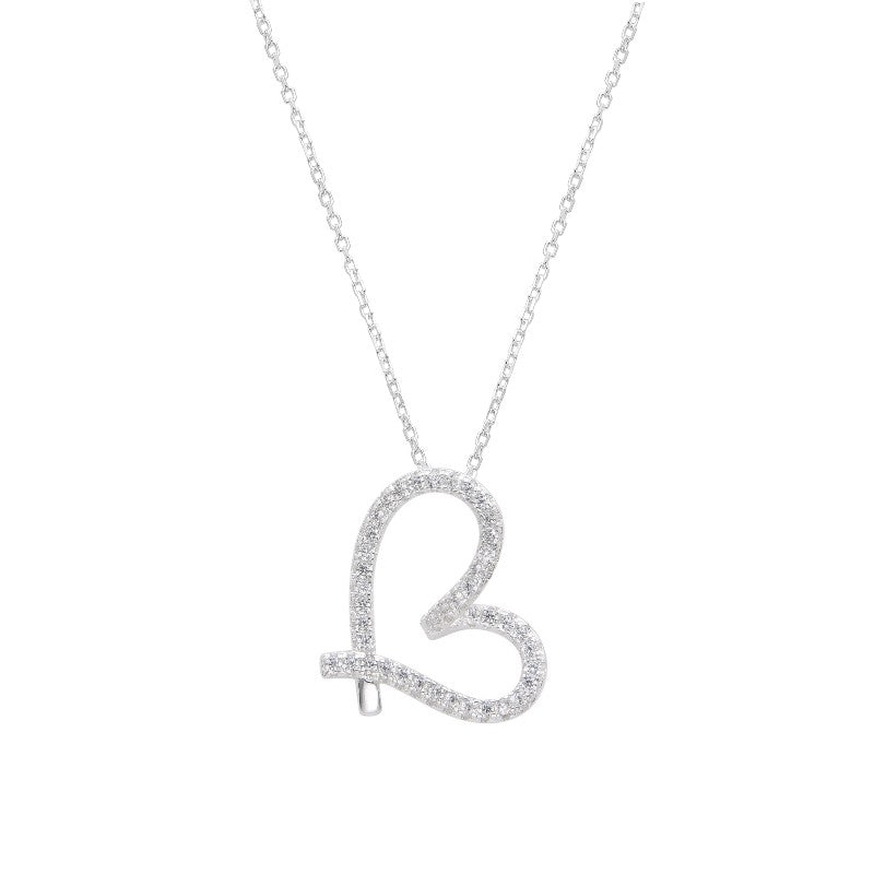 Gargantilla Dije Corazón Brillante 45cm - Plata 925