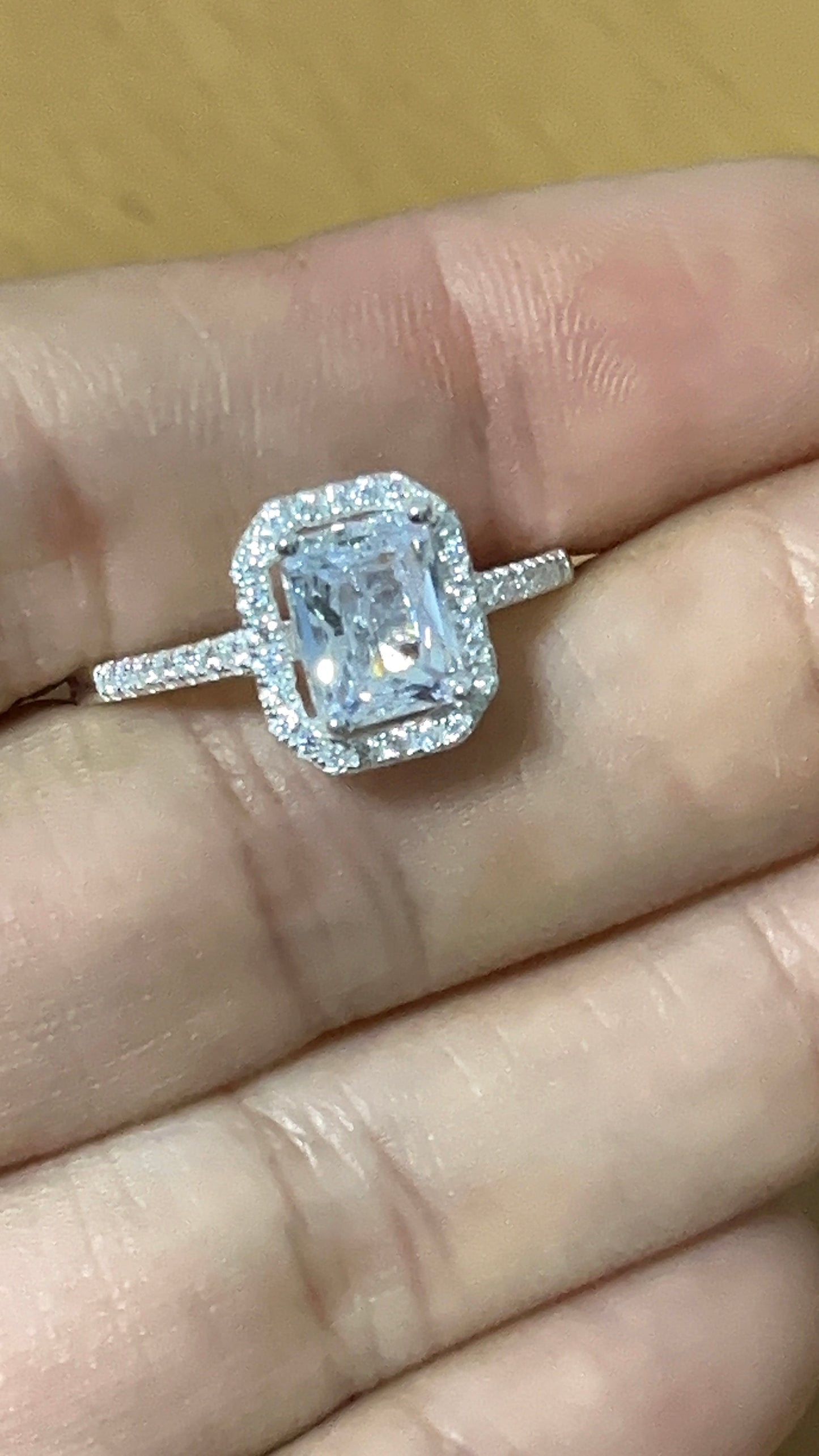 Anillo Cristal Cuadrado Plata 925