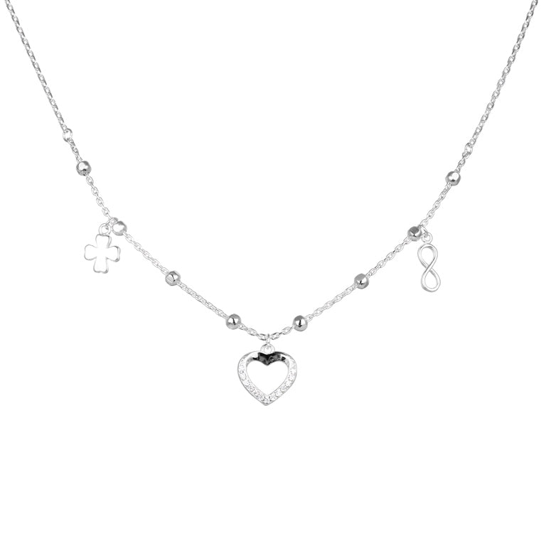 Gargantilla Trébol, Corazón e Infinito 45cm