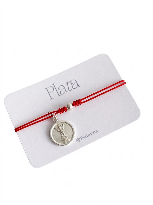 Pulseras Hilo Ajustables con Divino Niño 1,2cm Plata 925