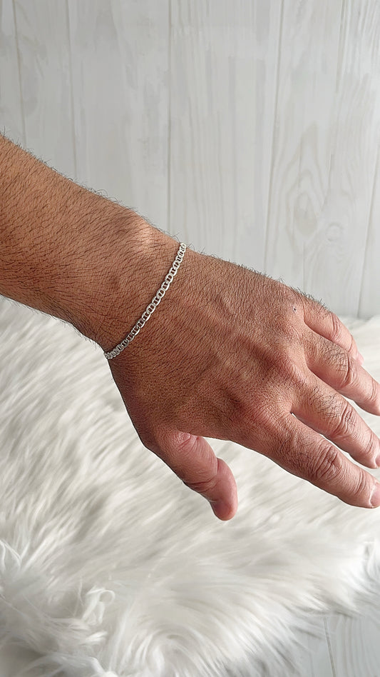 Pulsera tejido gucci plano 20cm - Plata 925