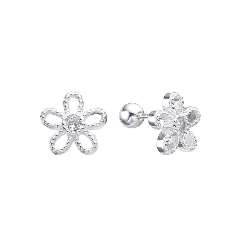 Zarcillos Flores Tapa de Rosca Plata 925