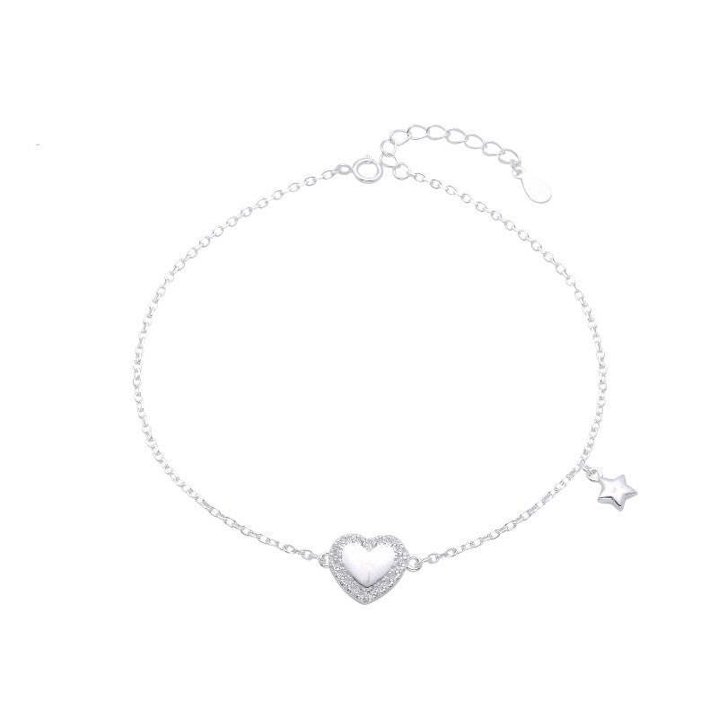 Tobillera Corazón y Dije de Estrella 25cm