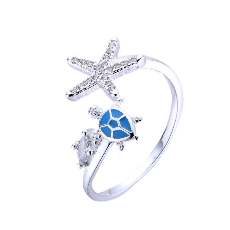 Anillo Tortuga y Estrella Plata 925