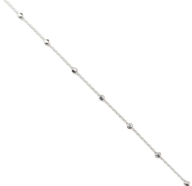 Cadena Bolitas Brillantes 45cm Plata 925