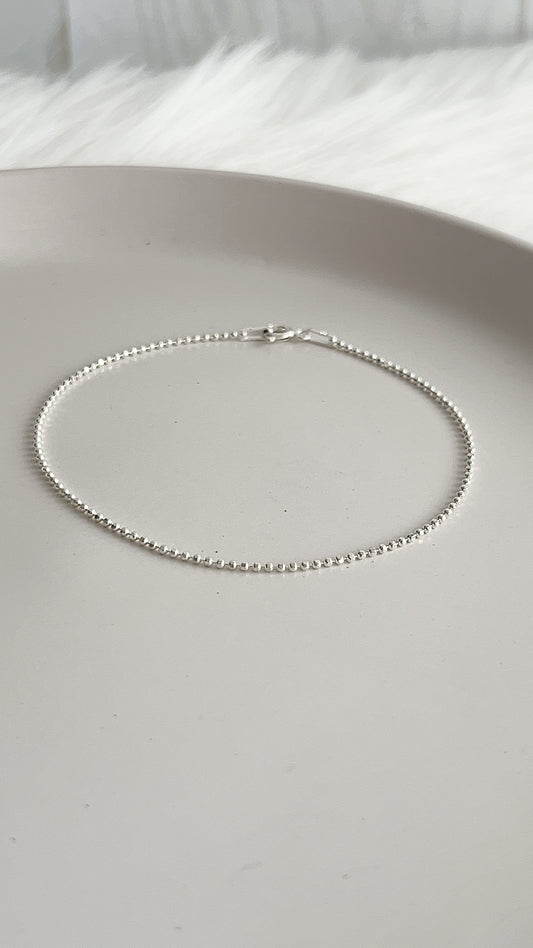 Pulsera Bolitas Diamantadas 19cm - Plata 925