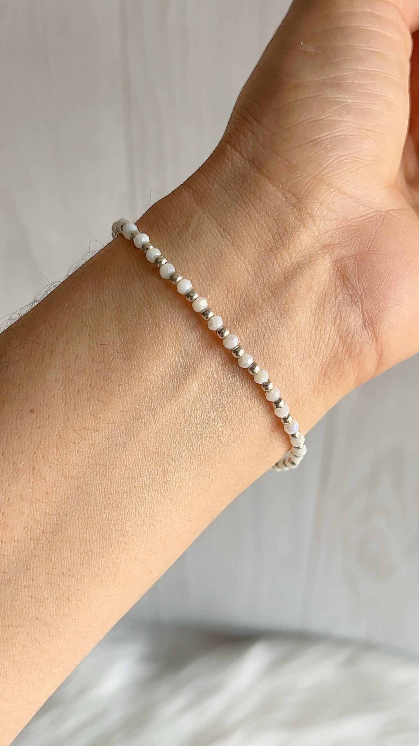 Pulsera Cristal de Checo y Balines 2,5mm de Plata 925
