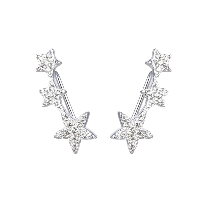 Zarcillos Trepadores Estrellas Plata 925