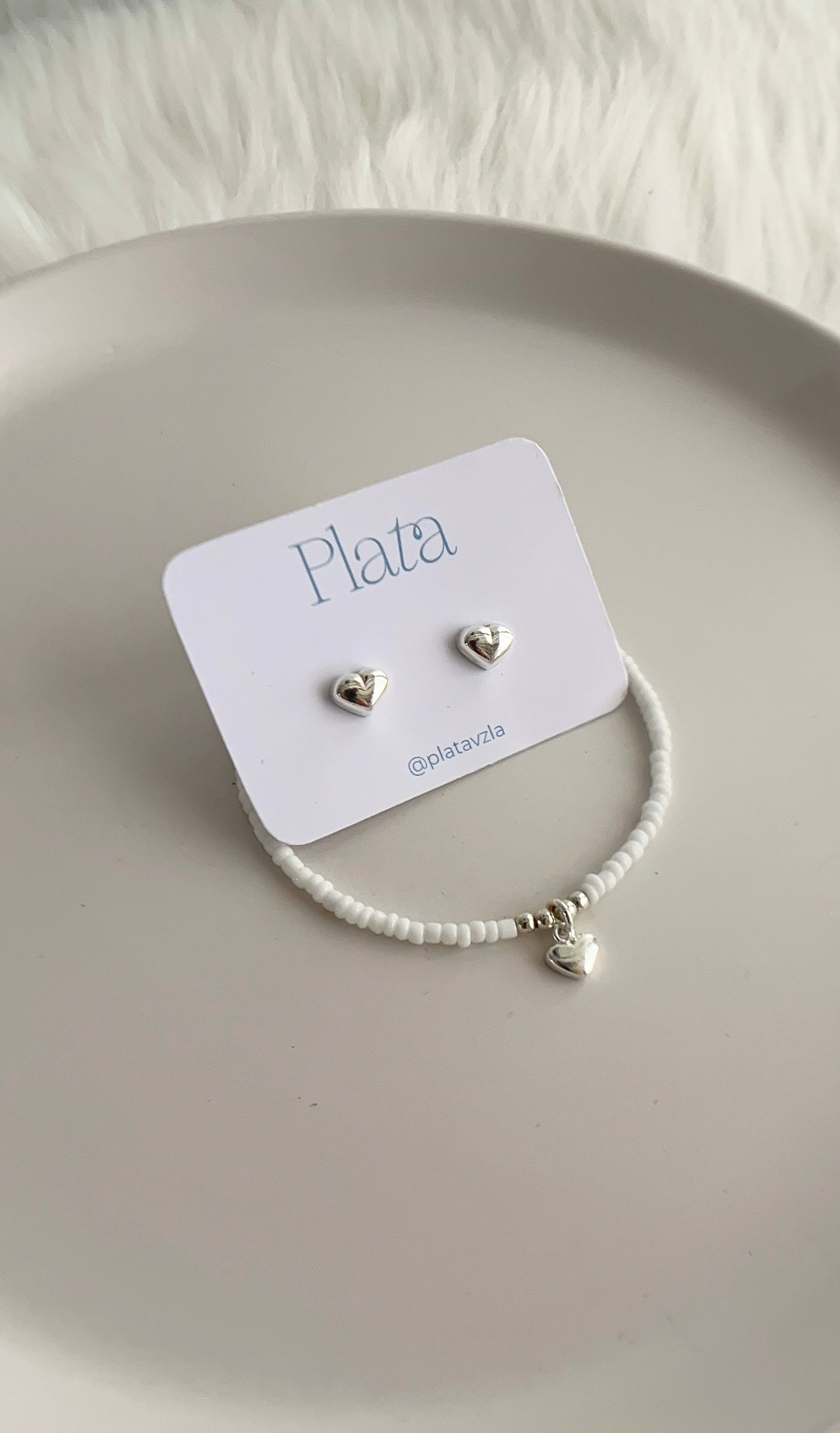 Set Pulsera y Zarcillos de Corazón - Plata 925