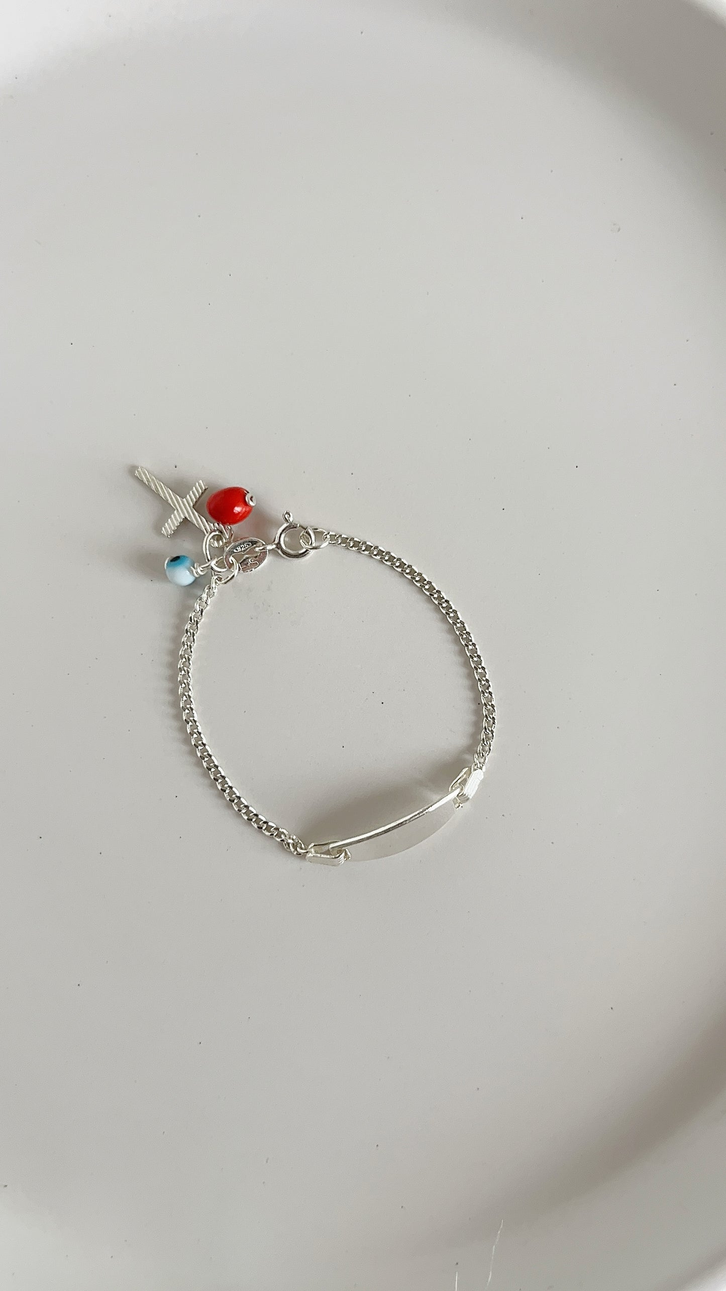 Esclava con Dijes Pionia, Ojo y Cruz - Plata 925