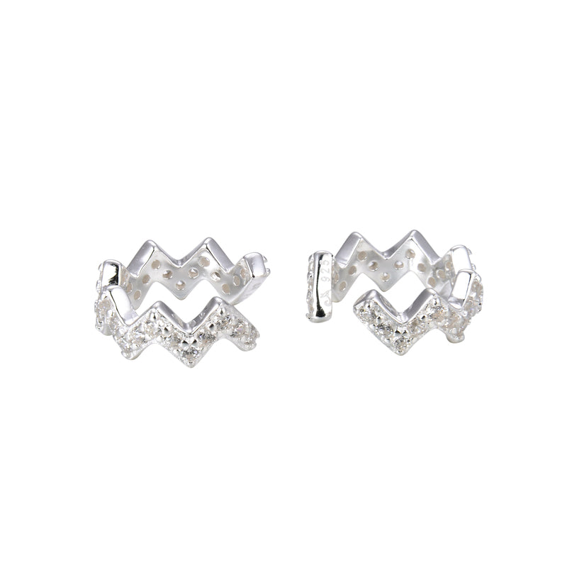 Ear Cuff Zic Zac Grueso Plata 925