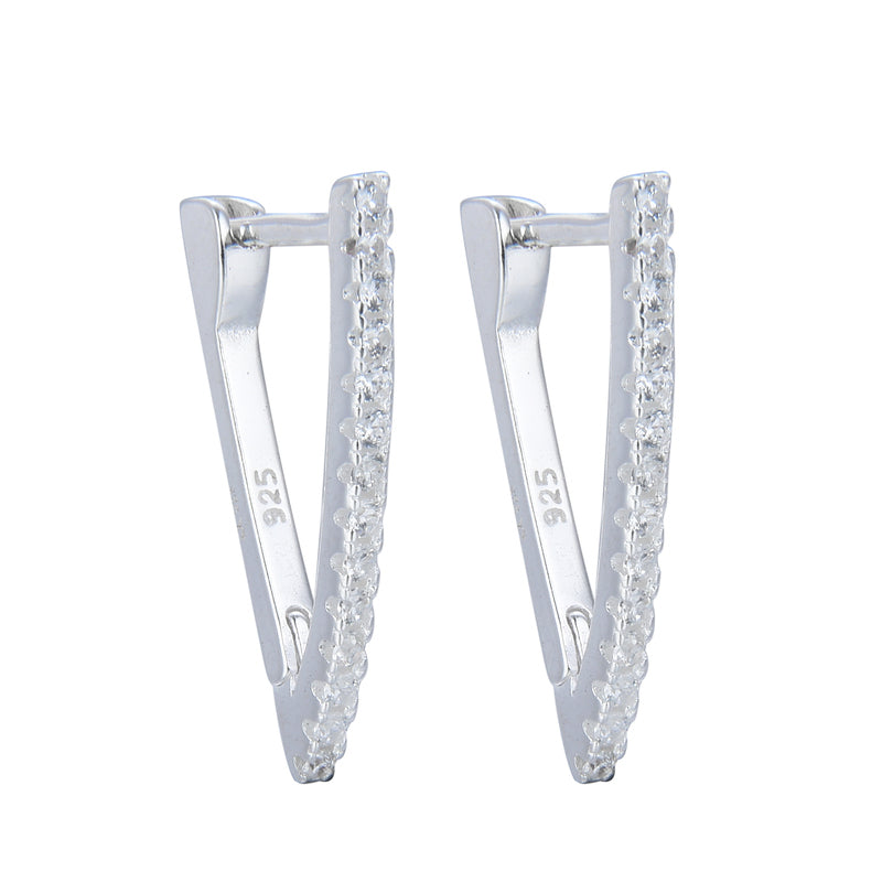Argollas Triangulares Brillantes 2cm - Plata 925