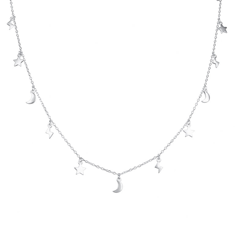 Choker Estrellas, Luna, Rayos 40cm Plata 925