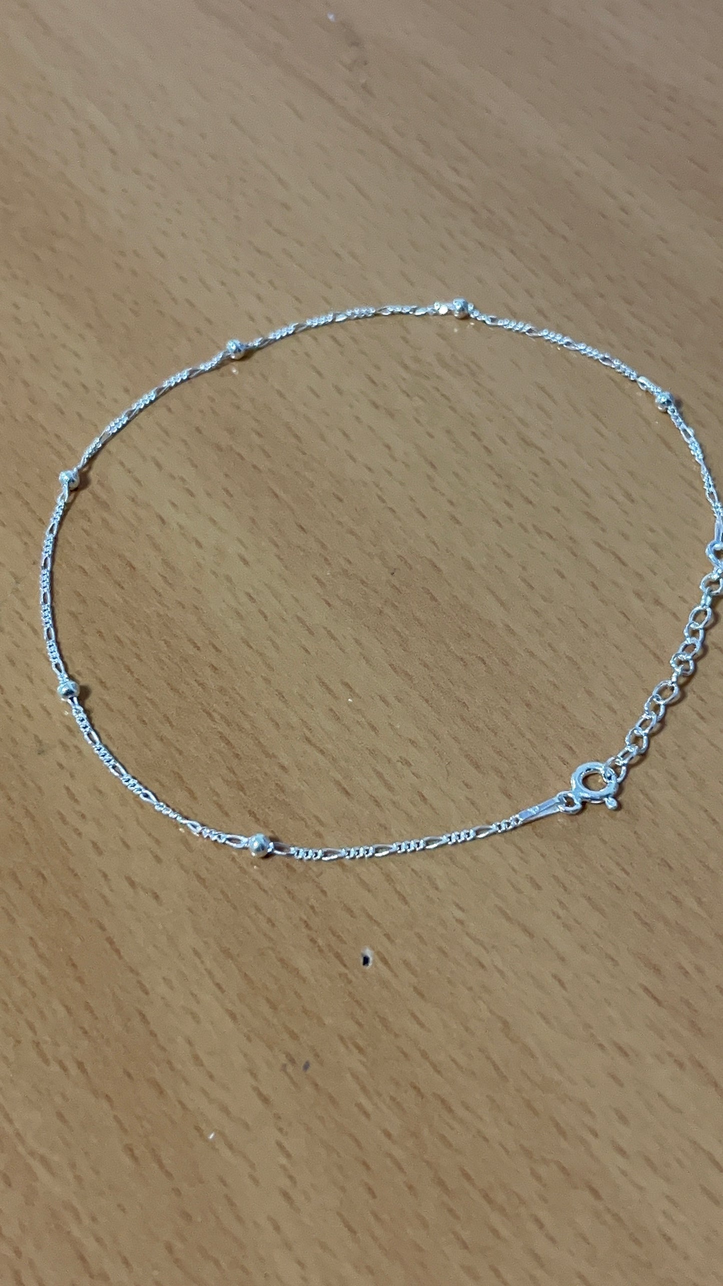 Tobillera Tejido Fígaro con Bolita 2,5mm 1x1 25cm Plata 925