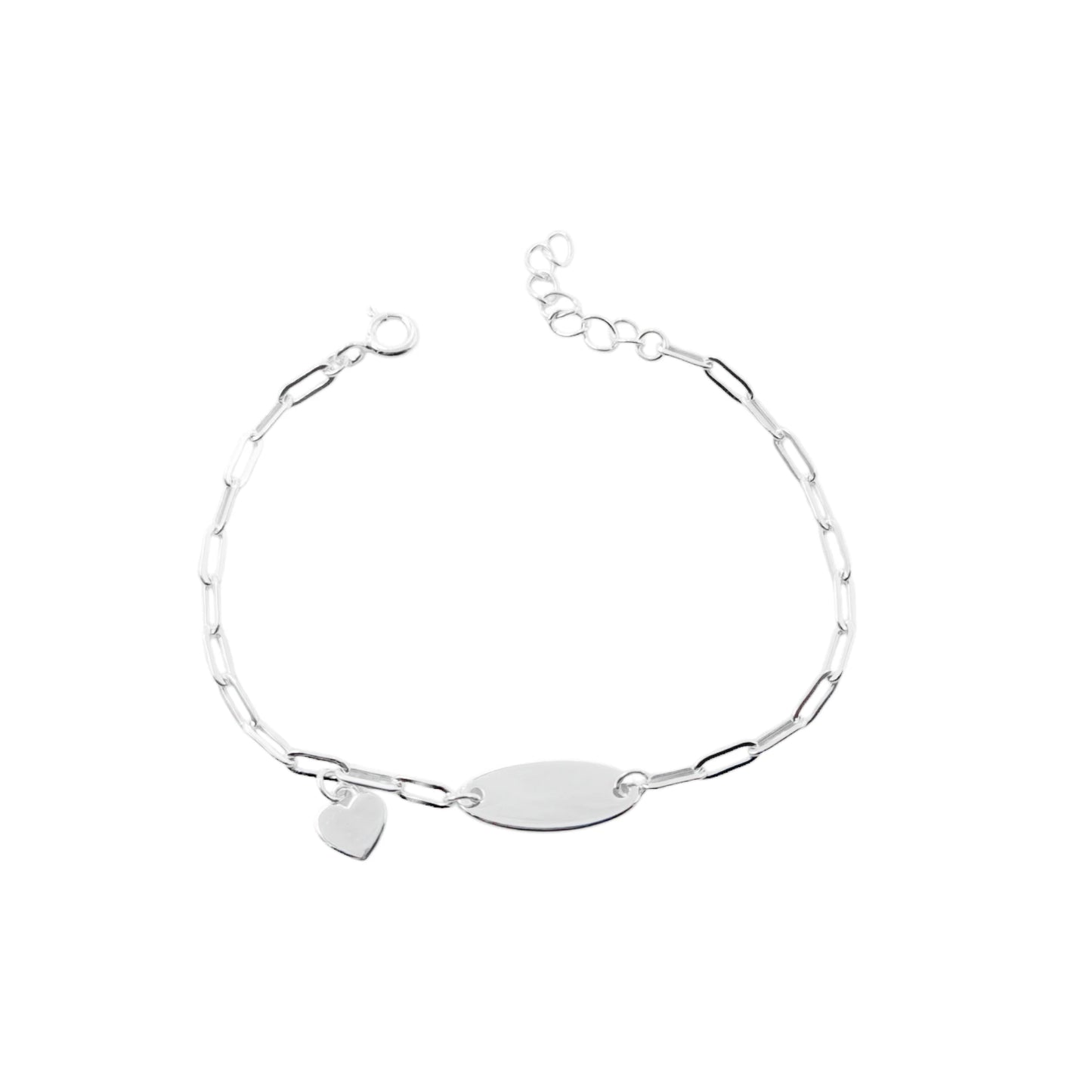 Esclava Dije Corazón Liso 15,8cm Ajustable - Plata 925