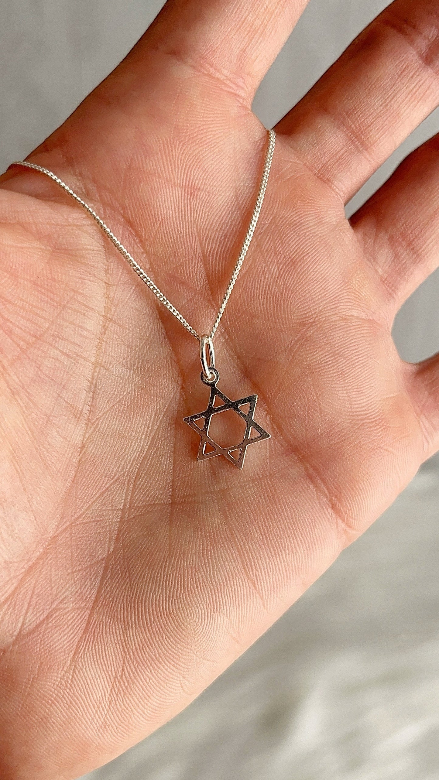 Cadena 40cm con Dije Estrella de David - Plata 925
