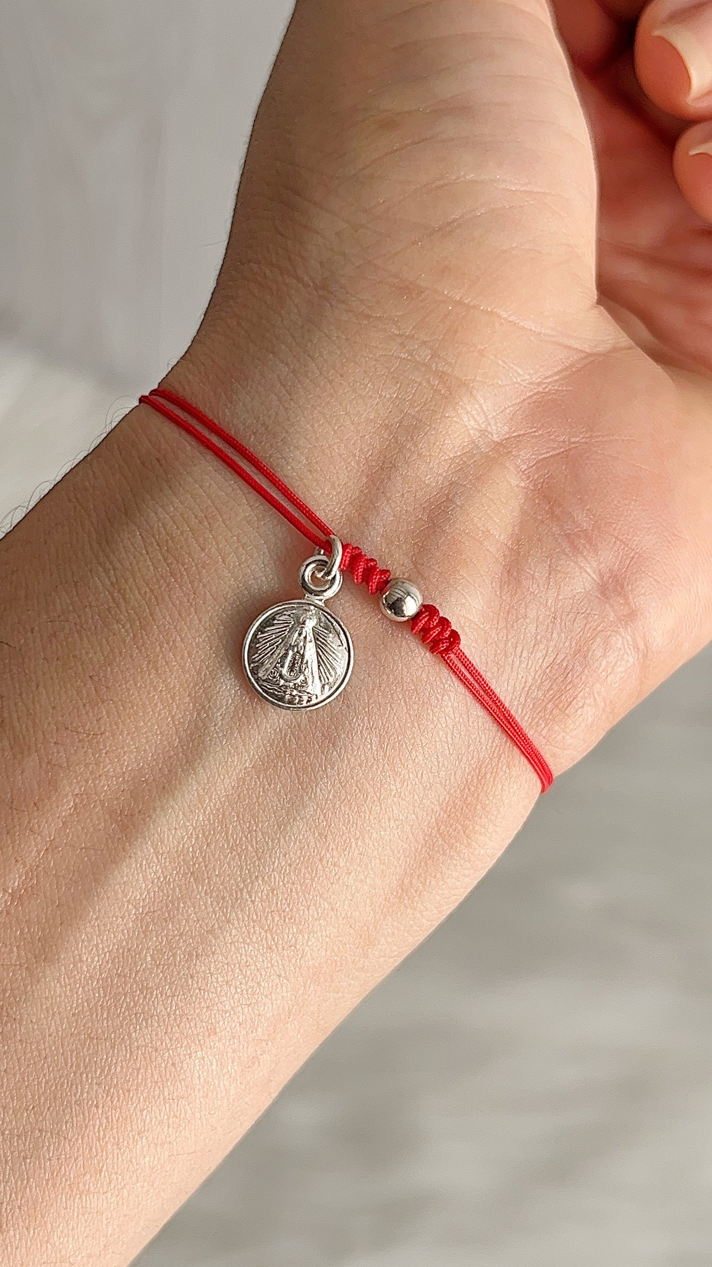 Pulseras Hilo Ajustables con Virgen del Valle 1cm Plata 925
