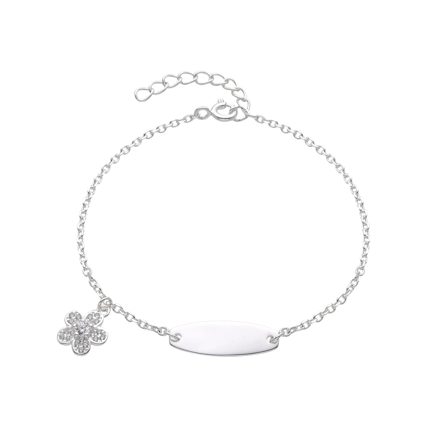 Esclava Dije Flor 16cm Ajustable - Plata 925