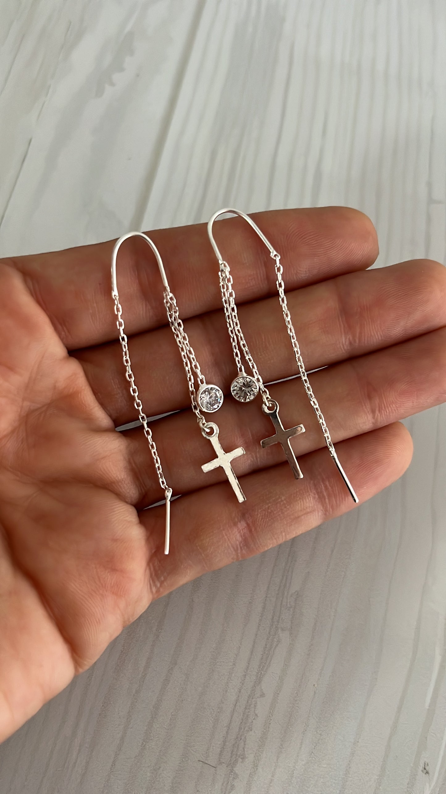 Zarcillos Largos Doble Cadena Plata 925