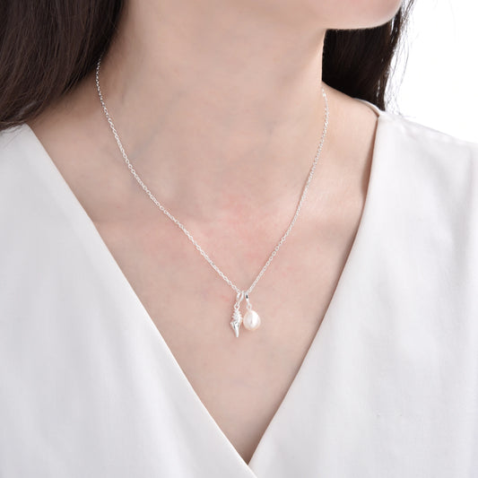 Gargantilla Caracol y Perla 45cm Plata 925