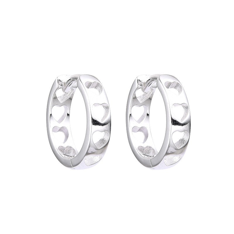 Argollas Perforación de Corazones 1,4cm - Plata 925