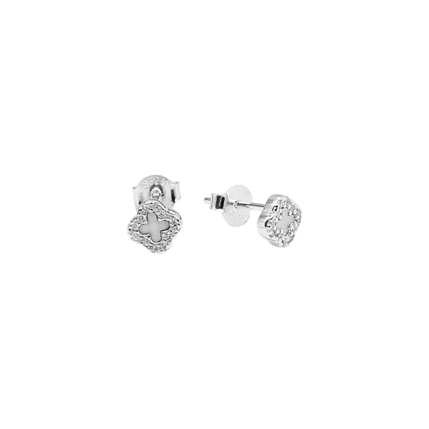 Zarcillos Flor 4 Pétalos Mini Plata 925