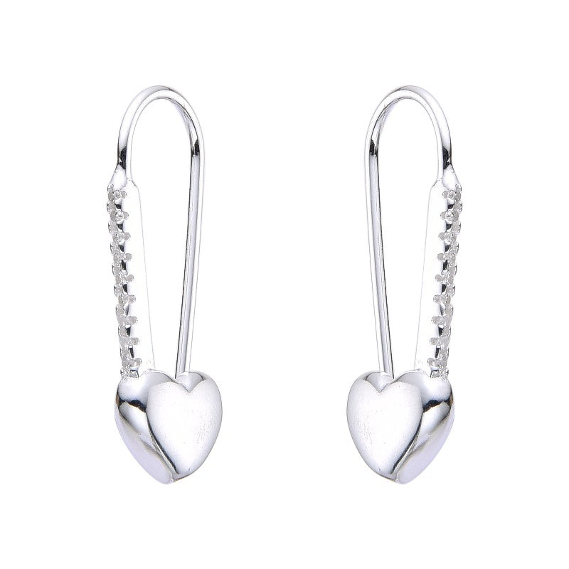 Argollas Alfileres Corazón 2,4cm Plata 925