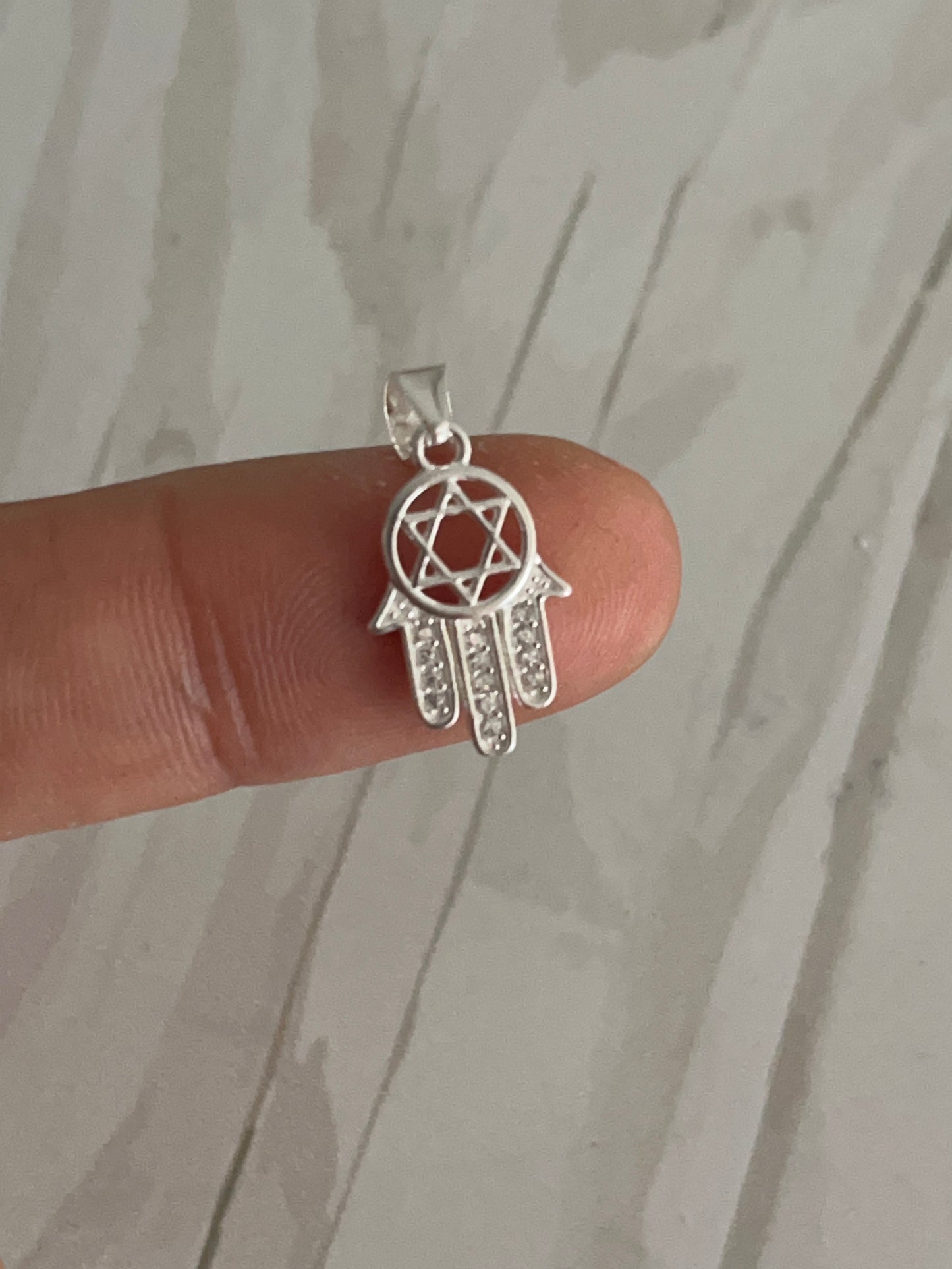 Dije Mano de Fátima con Estrella de David 1,5cm Plata 925