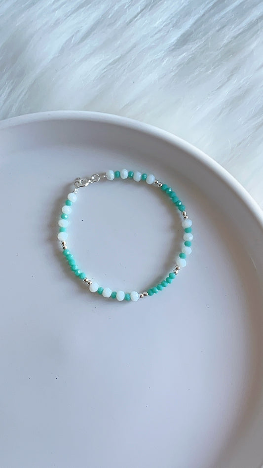 Pulsera Cristales y Balines 17cm - Plata 925