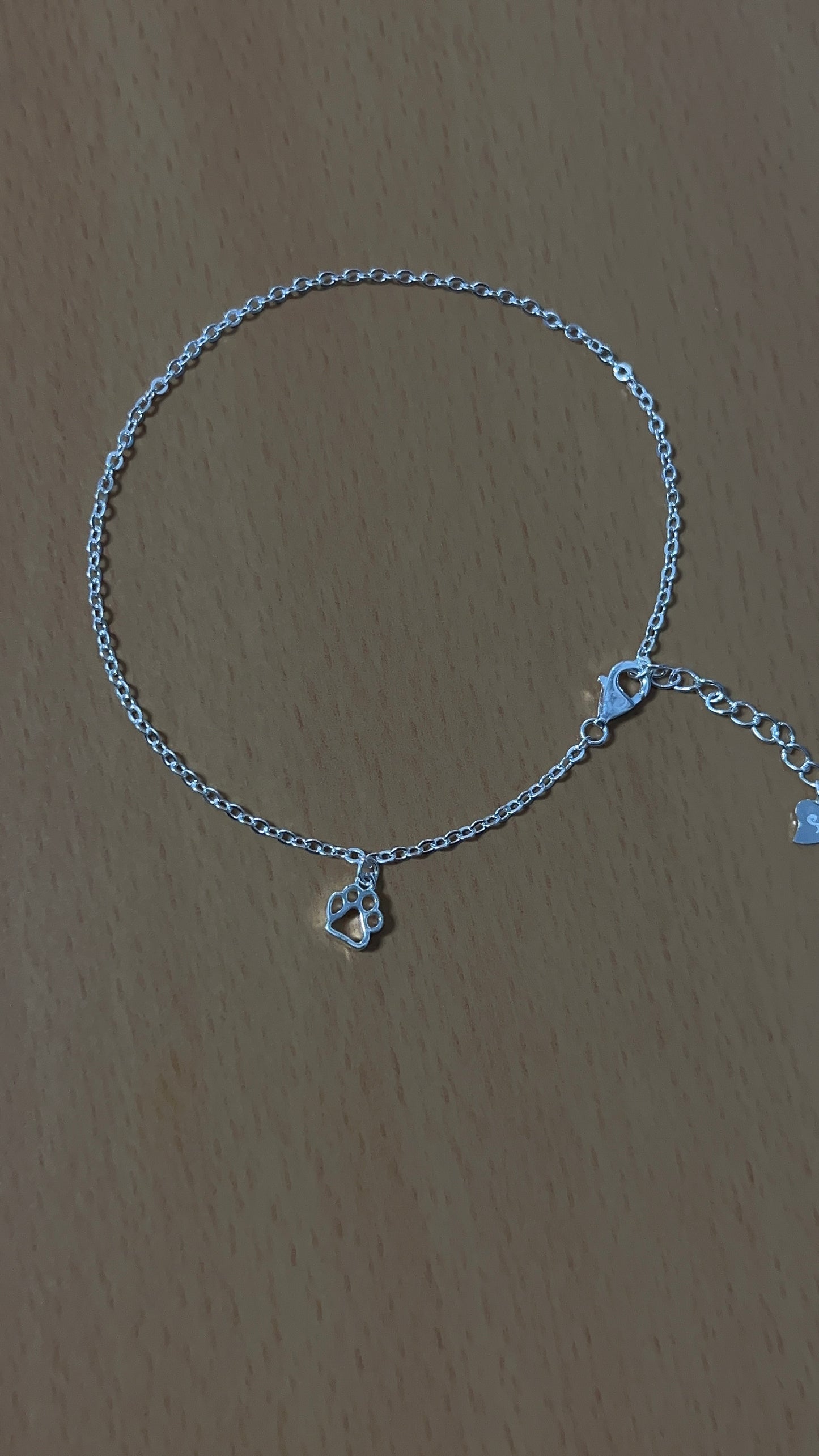Tobillera Dije Huella de Perro 25cm Plata 925