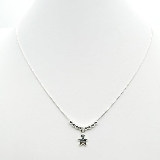 Gargantilla con bolas lisas y dije de niña o niño Plata 925