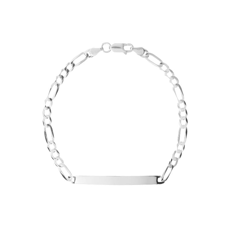 Esclava Tejido Fígaro Placa Larga 21cm - 4mm - Plata 925